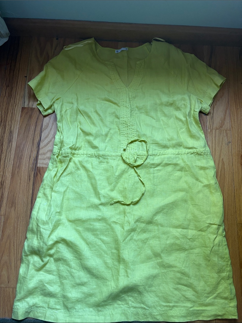 Target Lime-Yellow Linen Tie-Waist Shift Dress